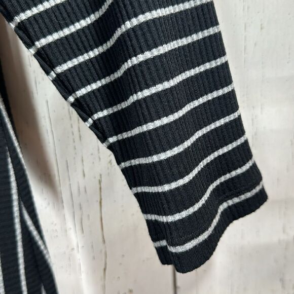Soft Surroundings Black White Striped Asymmetrical Swing Maxi Dress XL Comfy - Picture 12 of 16